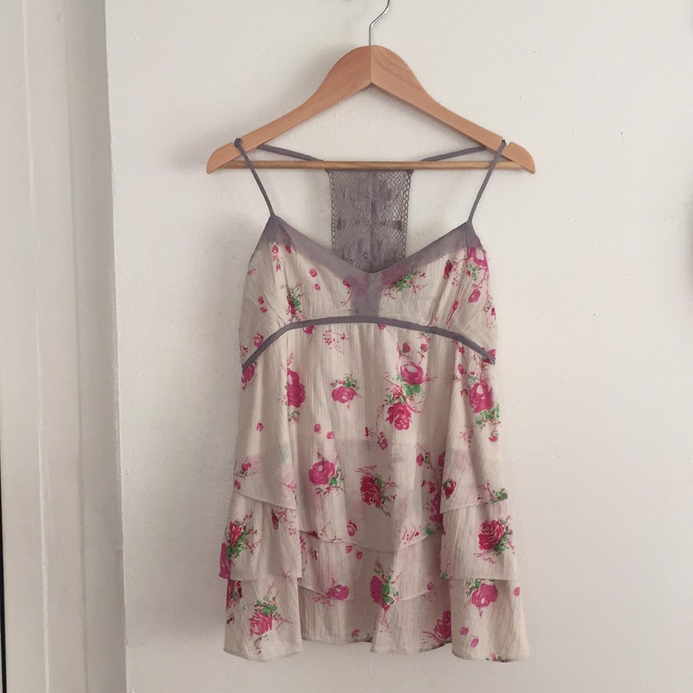 Free People floral cotton gauze top xs